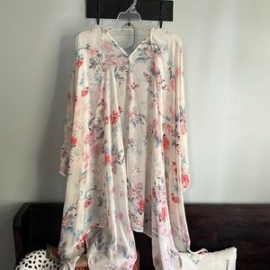 pink blush floral kimono